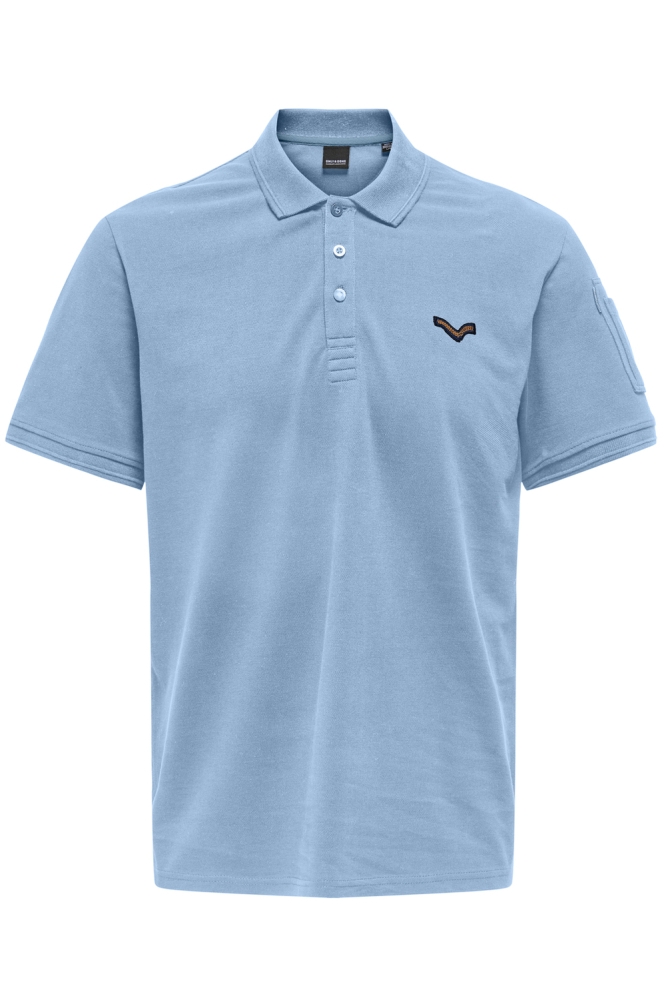 ONSDEVON REG SS JAX POLO CS 22035114 CERULEAN/DUSK NECK TAPE